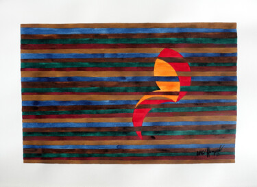 Malerei mit dem Titel "23 / LXXXVII   Once" von Ulli Heupel, Original-Kunstwerk, Aquarell