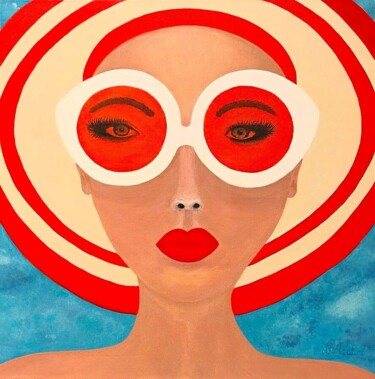 "La Femme au chapeau" başlıklı Tablo Coralie Chevalier tarafından, Orijinal sanat, Akrilik Ahşap Sedye çerçevesi üzerine mon…