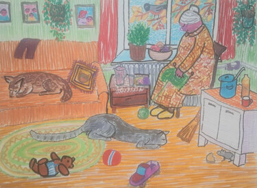 "bright naive art, a…" başlıklı Tablo Evgenia Rod tarafından, Orijinal sanat, Akrilik