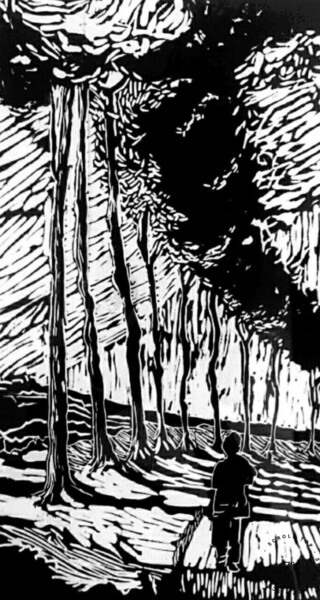 Printmaking titled "Parco degli Acquedo…" by Chiara Costantini, Original Artwork, Linocuts