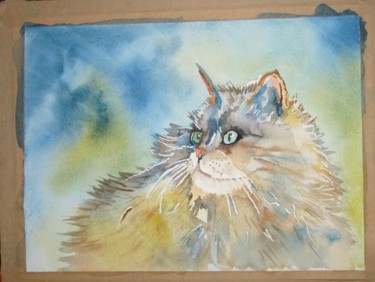 Peinture intitulée "le chat" par Nadege Frazié, Œuvre d'art originale