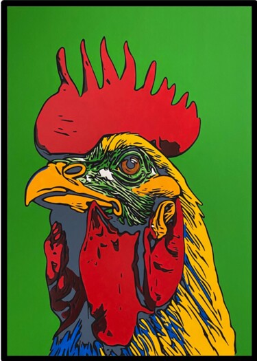 "THE  PROUD  ROOSTER" başlıklı Tablo Christelle Riffet (Céhère) tarafından, Orijinal sanat, Akrilik Karton üzerine monte edi…