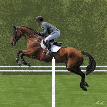 Pintura intitulada "Horse Jump 04" por Arik Tal-Or, Obras de arte originais, Marcador