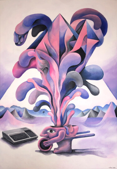 Peinture intitulée "L'invention du lang…" par Julien Ribot, Œuvre d'art originale, Acrylique Monté sur Châssis en bois