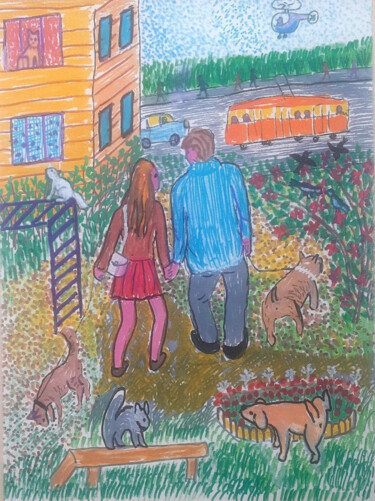 "Bright style naive…" başlıklı Tablo Evgenia Rod tarafından, Orijinal sanat, Akrilik Karton üzerine monte edilmiş