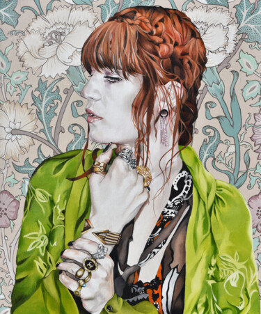 Ζωγραφική με τίτλο "Red Goddess" από Jo Beer, Αυθεντικά έργα τέχνης, Λάδι