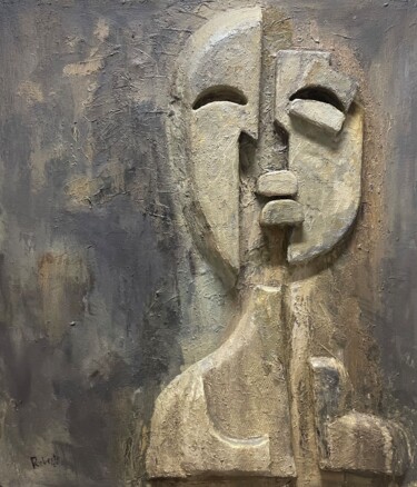 Escultura intitulada "The Kiss" por Robertas Kasperovicius, Obras de arte originais, Óleo Montado em Armação em madeira