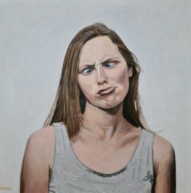 Peinture intitulée "Grimace 1" par Yvan Favre, Œuvre d'art originale, Huile Monté sur Châssis en bois