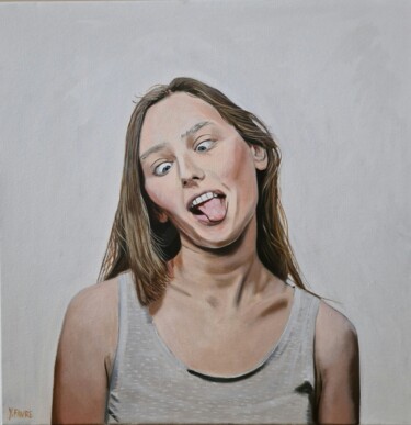 Картина под названием "Grimace 2" - Yvan Favre, Подлинное произведение искусства, Масло Установлен на Деревянная рама для но…