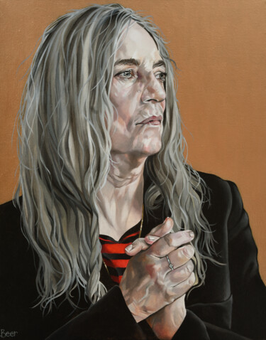 Painting titled "Understated...Patti…" by Jo Beer, Original Artwork, Oil Mounted on Wood Stretcher frame