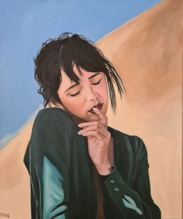 Schilderij getiteld "About me" door Yvan Favre, Origineel Kunstwerk, Olie Gemonteerd op Frame voor houten brancard