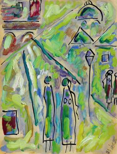 Peinture intitulée "Deux couples" par Jean Mirre, Œuvre d'art originale, Huile