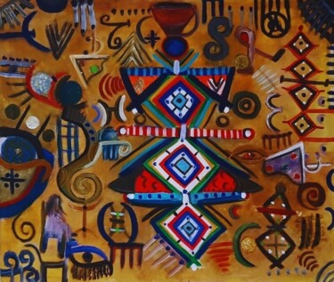 Painting titled "Geometric Harmony" by Elboukhari Aicha, Original Artwork, Acrylic