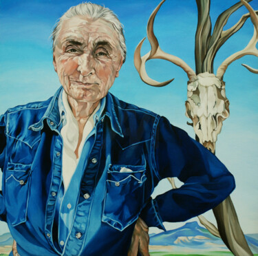 Painting titled "Georgia in her dese…" by Jo Beer, Original Artwork, Oil Mounted on Wood Stretcher frame