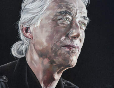 "Jimmy Page" başlıklı Tablo Jo Beer tarafından, Orijinal sanat, Petrol Ahşap Sedye çerçevesi üzerine monte edilmiş