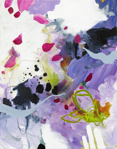 Painting titled "Les feuilles nomades" by Chantal Proulx, Original Artwork, Acrylic Mounted on Wood Stretcher frame