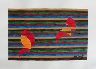 Malerei mit dem Titel "23 / LXXXVIII  Twice" von Ulli Heupel, Original-Kunstwerk, Aquarell