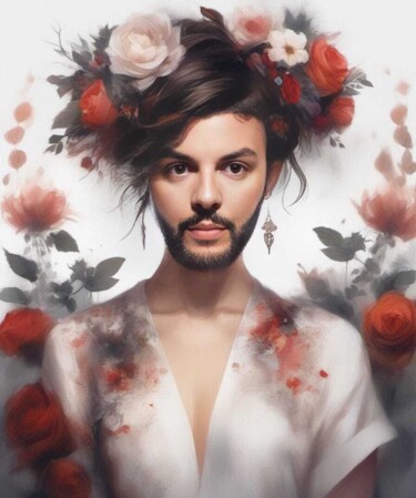 Digital Arts titled "Flowery hairstyle" by Nark Aymerich, Original Artwork, Photo Montage