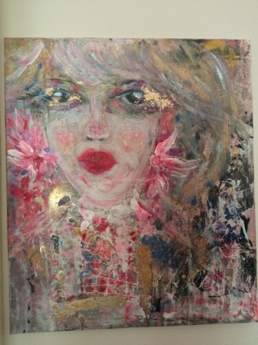 Peinture intitulée "Gris y rosa" par Noemí Escalante, Œuvre d'art originale, Acrylique Monté sur Châssis en bois