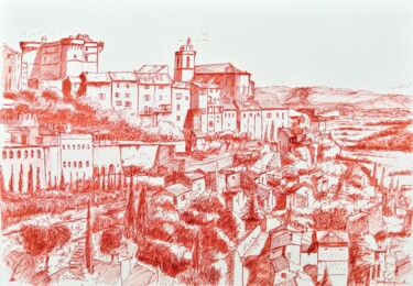 "Gordes" başlıklı Resim Franck Jamart tarafından, Orijinal sanat, Mürekkep