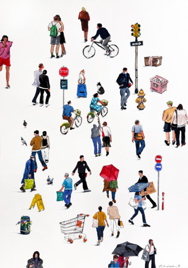 Pintura intitulada "Life in motion" por Bogdan Shiptenko, Obras de arte originais, Guache Montado em Cartão