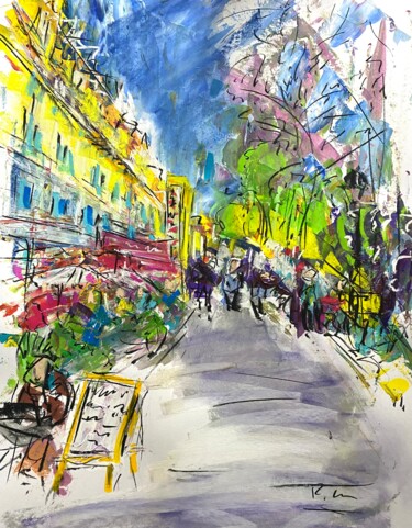 "En promenade 1" başlıklı Tablo Regine Blot tarafından, Orijinal sanat, Akrilik Ahşap panel üzerine monte edilmiş