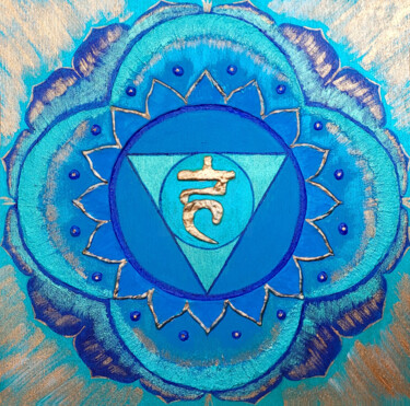 Картина под названием "Vishuddha: The Sapp…" - Наталья Поповцева, Подлинное произведение искусства, Акрил