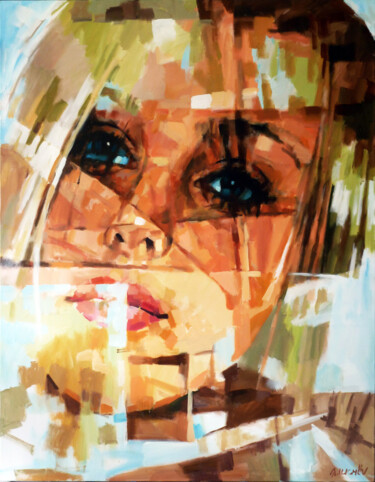 Pintura intitulada "ORANGE PORTRAIT C" por Aleksandr Ilichev, Obras de arte originais, Acrílico