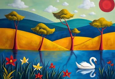 Arte digitale intitolato "Visioni di fiume" da Angelo Mazzoleni, Opera d'arte originale, Lavoro digitale 2D