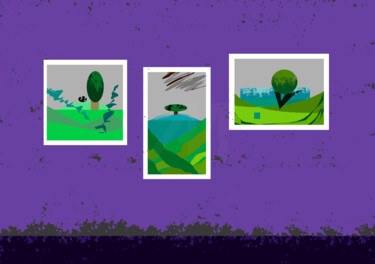 Paintings On A Purple Wall