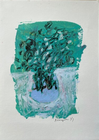 "Light blue vase" başlıklı Tablo Renzo Campoverde tarafından, Orijinal sanat, Petrol