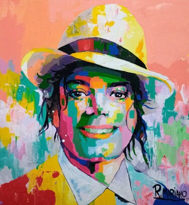 Painting titled "Michael Jackson" by Rodrigo Mariano Da Silva Barbosa, Original Artwork, Acrylic Mounted on Wood Stretcher f…