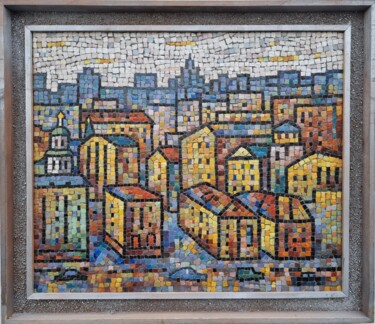 Скульптура под названием "Городской пейзаж см…" - Анатолий Гончаренко, Подлинное произведение искусства, Мозаика Установлен…