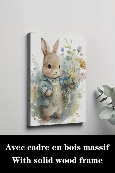 "Vintage Spring Bunn…" başlıklı Baskıresim 江华 梁 tarafından, Orijinal sanat, Mürekkep püskürtmeli Ahşap Sedye çerçevesi üzeri…