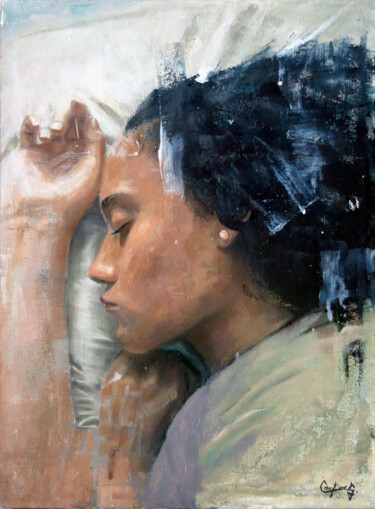 Painting titled "Gravity III" by Cristian G, Original Artwork, Oil Mounted on Wood Stretcher frame