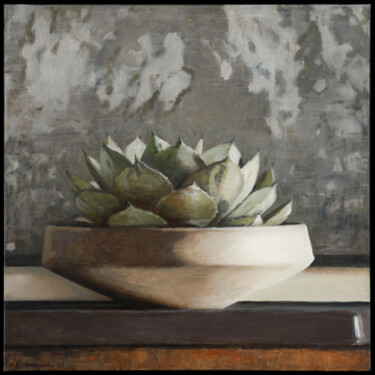 Painting titled "White Mexican Rouse" by Bo Kravchenko, Original Artwork, Oil