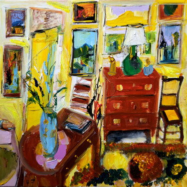 Peinture intitulée "Commode d'entrée" par Muriel Cayet, Œuvre d'art originale, Acrylique Monté sur Châssis en bois