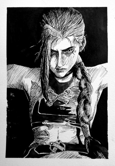 Рисунок под названием "Jinx" - Les Arts De Bawi, Подлинное произведение искусства, Чернила