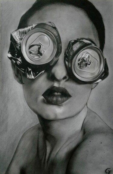 Dessin intitulée "Augusta" par Emmanuel Okosi, Œuvre d'art originale, Fusain