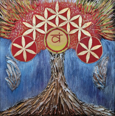 Картина под названием "The Crimson Tree of…" - Наталья Поповцева, Подлинное произведение искусства, Акрил