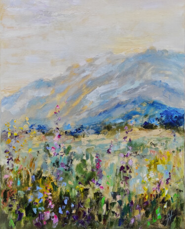 Painting titled "Altai Mountains. Or…" by Olga Ponomarenko, Original Artwork, Oil Mounted on Wood Stretcher frame