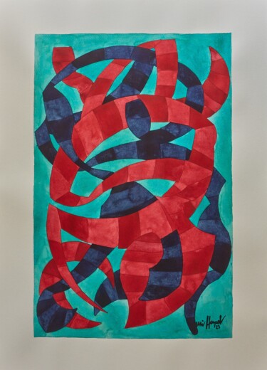 Malerei mit dem Titel "23 / XCII  Signs of…" von Ulli Heupel, Original-Kunstwerk, Aquarell