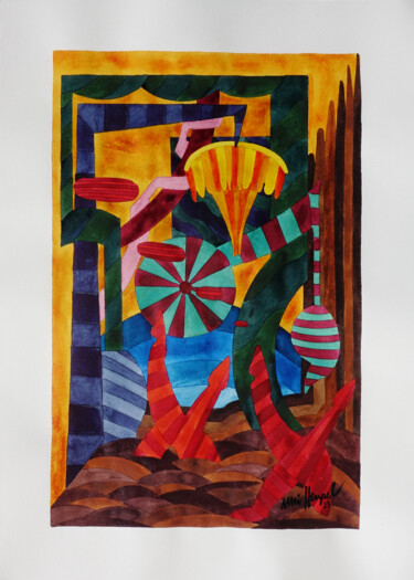 Malerei mit dem Titel "23 / XCIII   Zirkus…" von Ulli Heupel, Original-Kunstwerk, Aquarell