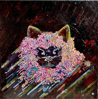 Painting titled "Chat, "De la lumièr…" by Sophie Heughebaert Rigaux, Original Artwork, Acrylic Mounted on Wood Stretcher fra…