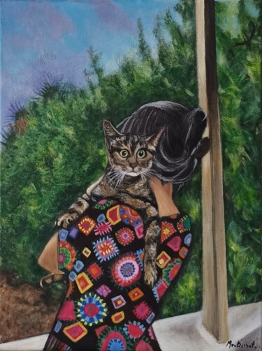 Ζωγραφική με τίτλο "La robe de Bibi" από Montserrat Garcia, Αυθεντικά έργα τέχνης, Ακρυλικό Τοποθετήθηκε στο Ξύλινο φορείο σ…