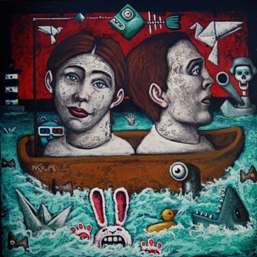 "BATAILLE NAVALE (GA…" başlıklı Tablo Nicolas Monjo tarafından, Orijinal sanat, Akrilik Ahşap Sedye çerçevesi üzerine monte…