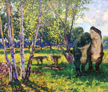 Malarstwo zatytułowany „picnic outdoors” autorstwa Сергей Крупкин, Oryginalna praca, Olej