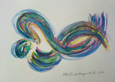 Painting titled "Recline (Aqua 3 - 9…" by Vincent Champion-Ercoli, Original Artwork, Watercolor