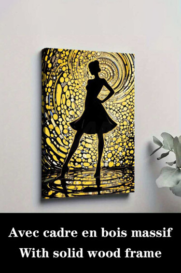 Printmaking titled "Abstract Woman Silh…" by Jiang Hua Liang, Original Artwork, Inkjet Mounted on Wood Stretcher frame