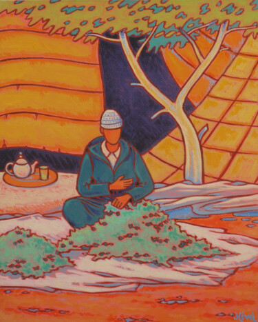 Painting titled "Le marchand de ment…" by Gilles Mével, Original Artwork, Acrylic